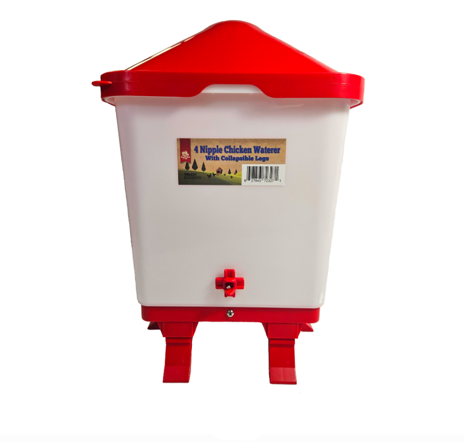 Poultry Waterer 4 Nipple Bucket w/ Collapsible Legs