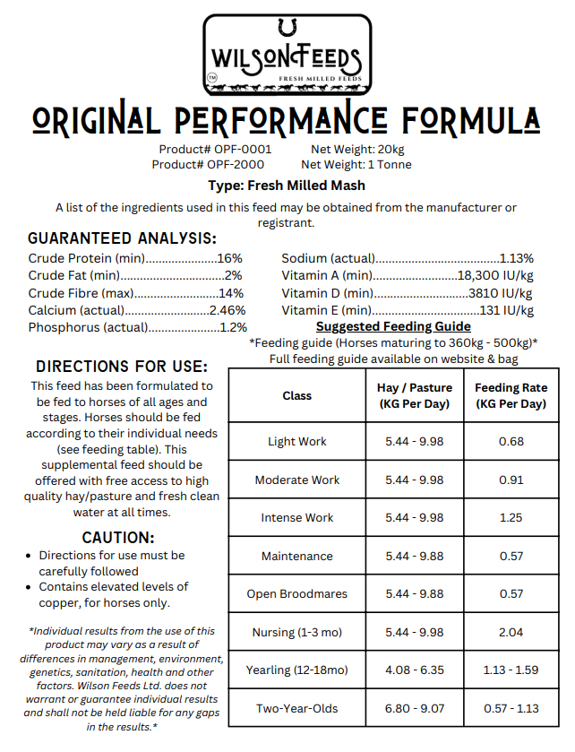 Wilson Feeds - Original Performance Formula