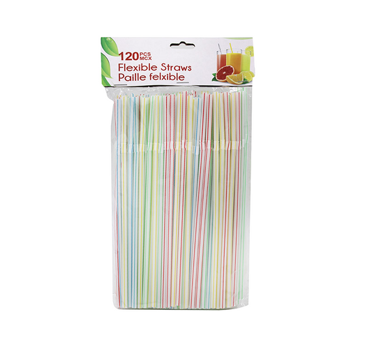 Straw Striped Flexible 120 Pack