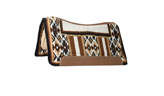 Mustang Black/Tan Contoured Blanket Top with 100% Merino Wool Bottom Saddle Pad (4680-52 DJ)