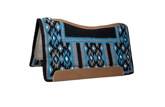 Mustang Black/Turquoise Contoured Blanket Top Saddle Pad with Wool Bottom (4680-51 DV)