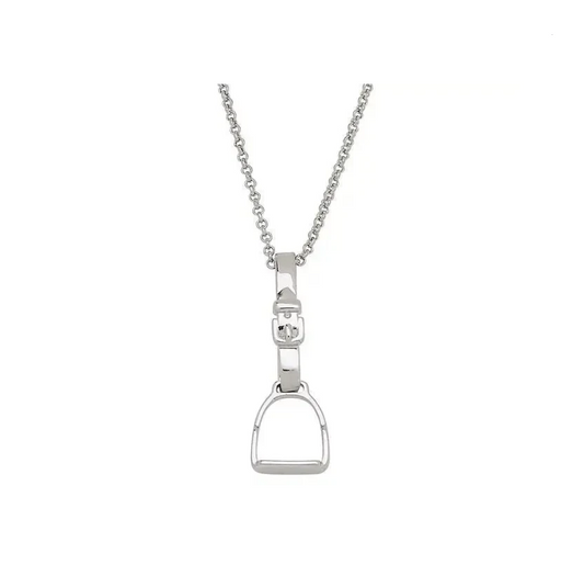 Rhodium Plated Stirrup Necklace