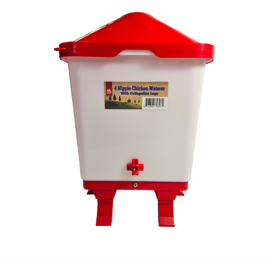 Poultry Waterer 4 Nipple Bucket w/ Collapsible Legs