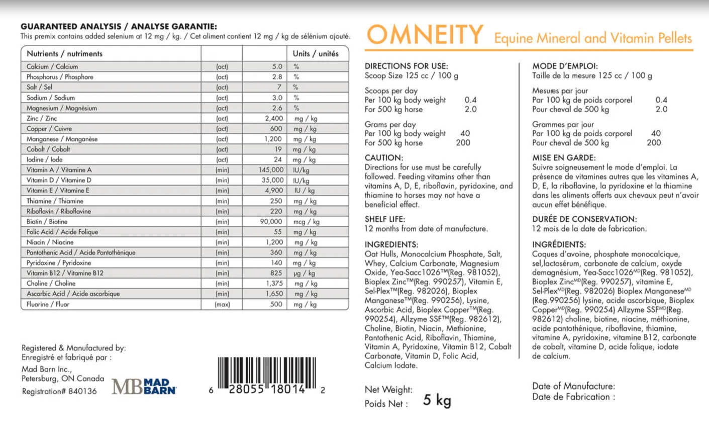 Mad Barn Omneity Pellet 5 KG